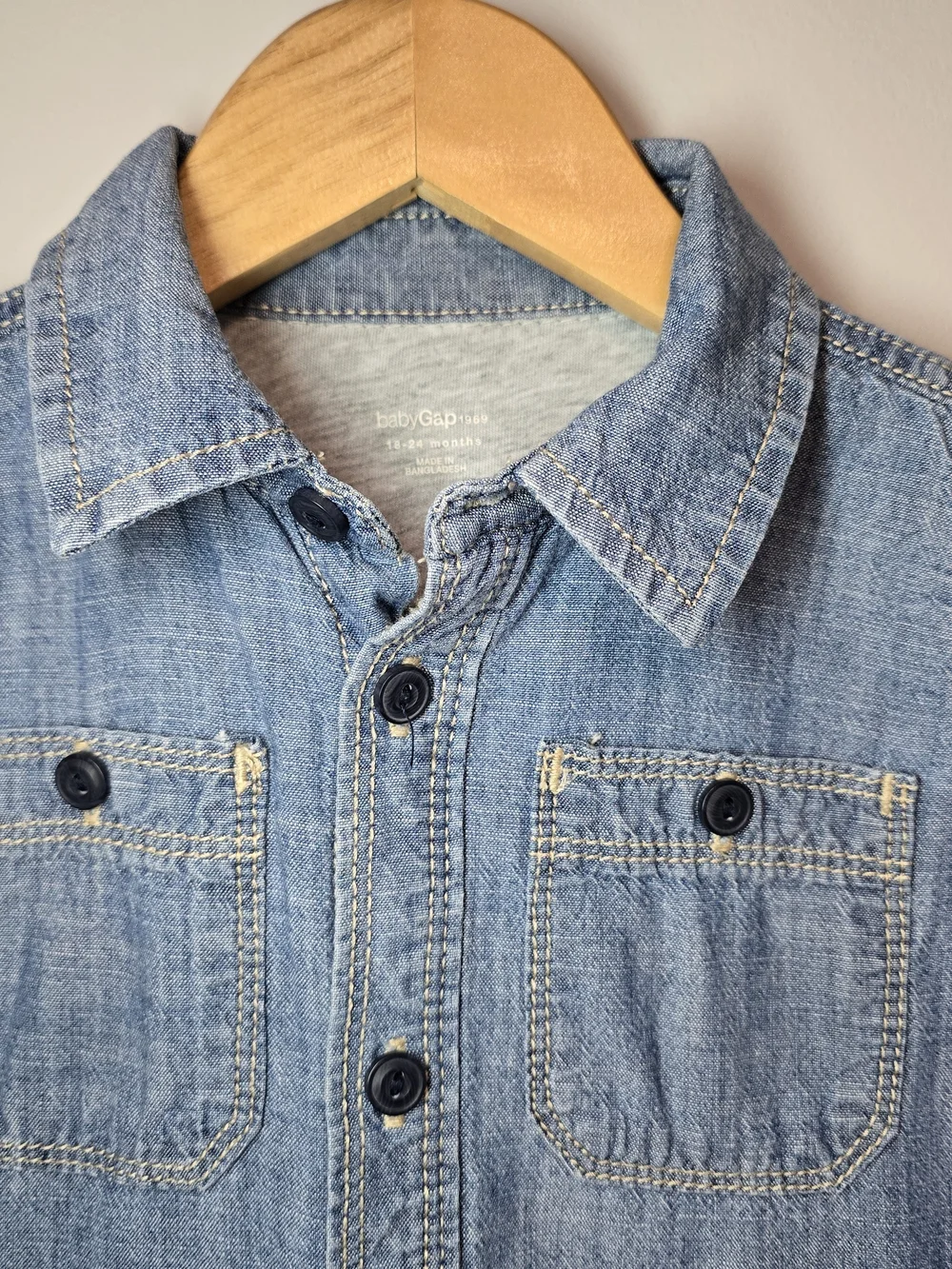 Kids Blue Denim Button-Up Shirt Jacket Fully Lined Soft Cotton.